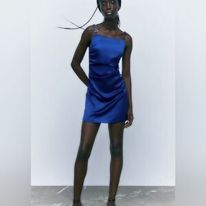 Zara Blue Satin Mini Dress